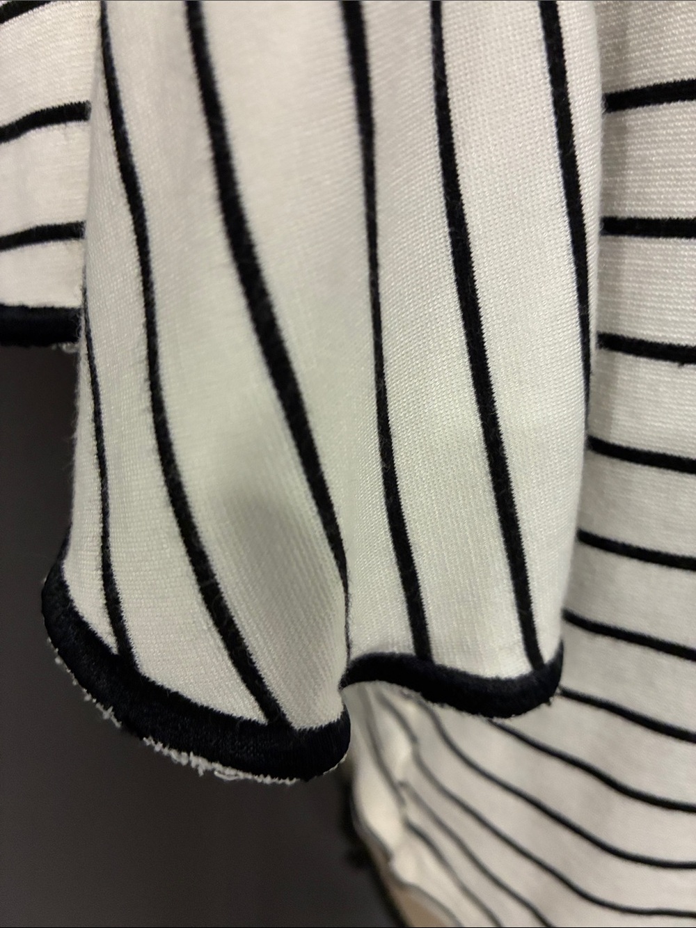 Market & Spruce White Tee with Black Stripes and Ruffle Sleeves - Picture 6 of 11